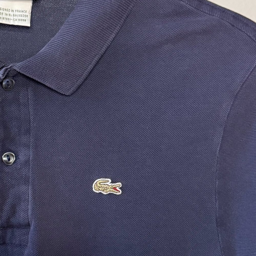 Lacoste Mens Polo Navy Size 6 Classic Fit Vintage “Designed in France” - Picture 5 of 13